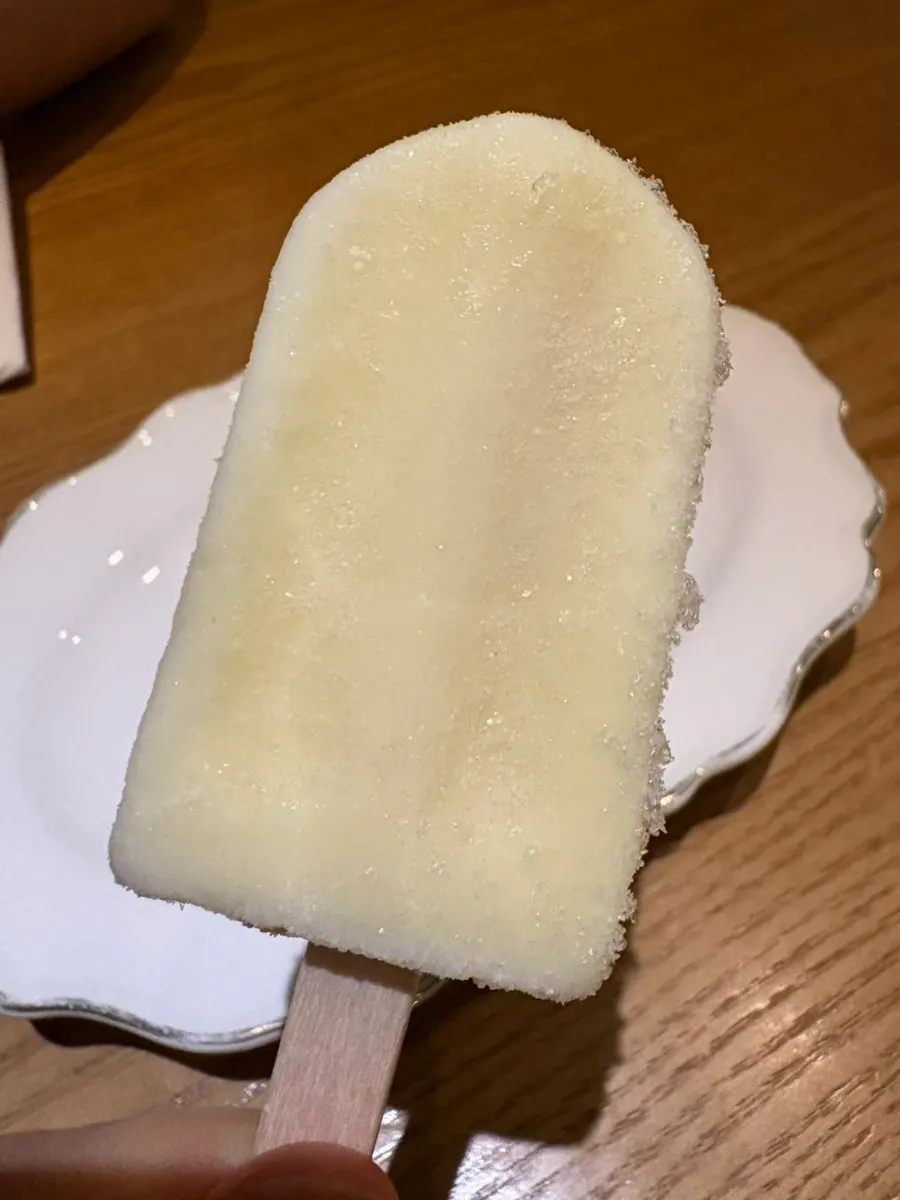 Complimentary ice cream served after the meal