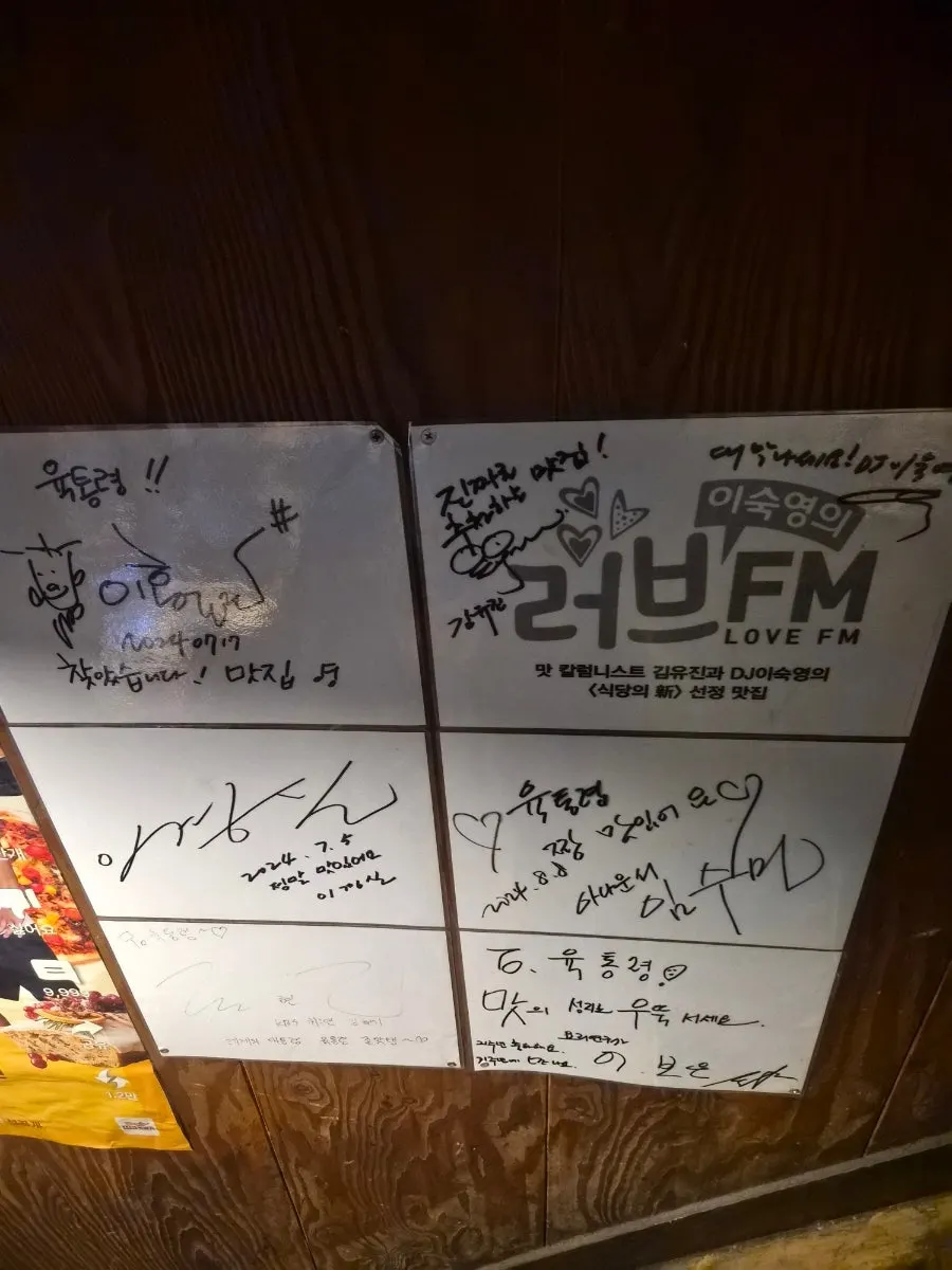 A wall covered in celebrity signatures