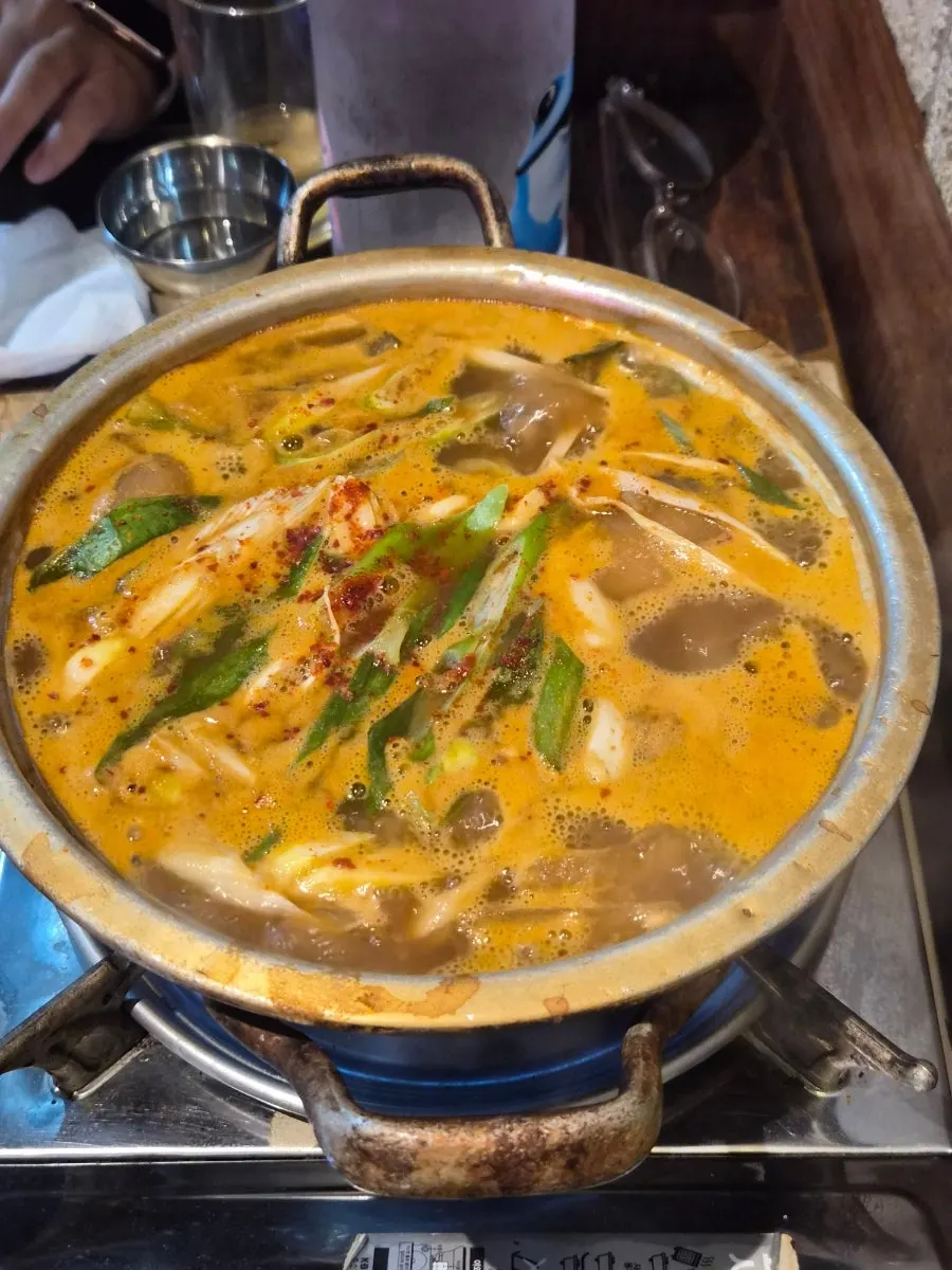 Toenjang stew with meat and tofu