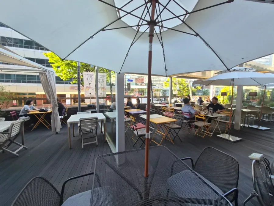 Bistro-style indoor seating at Seventy Four