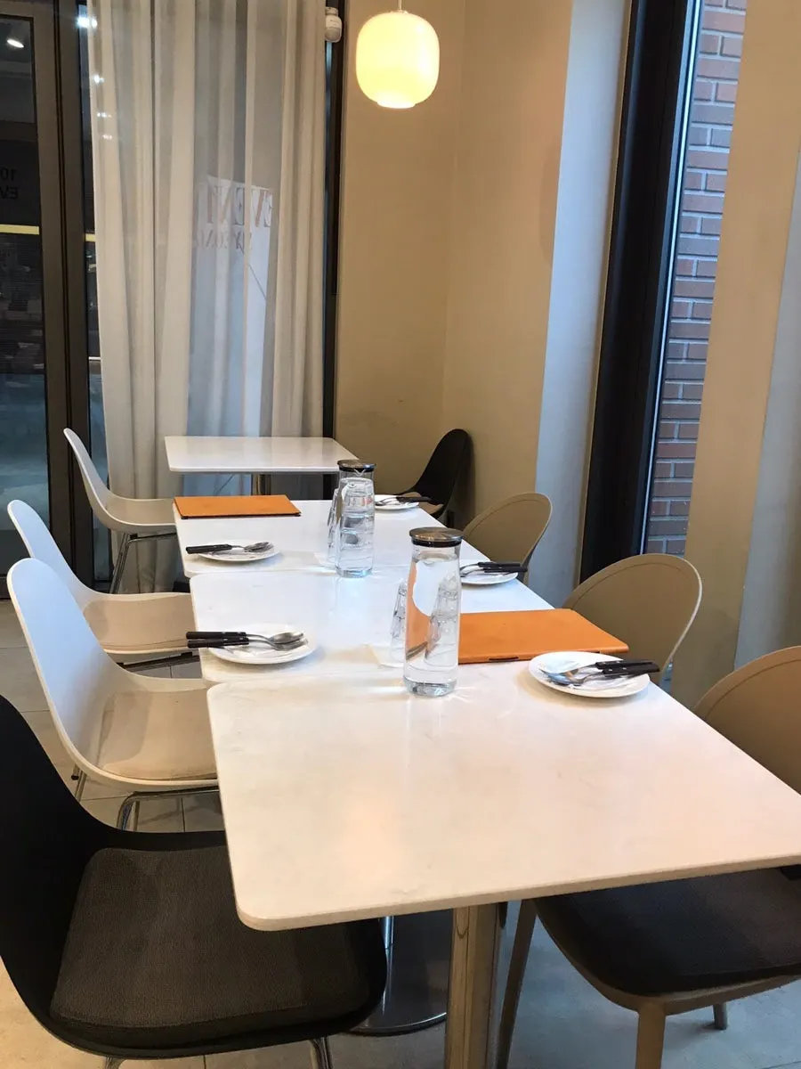 Indoor tables at Seventy Four, good for group meetups