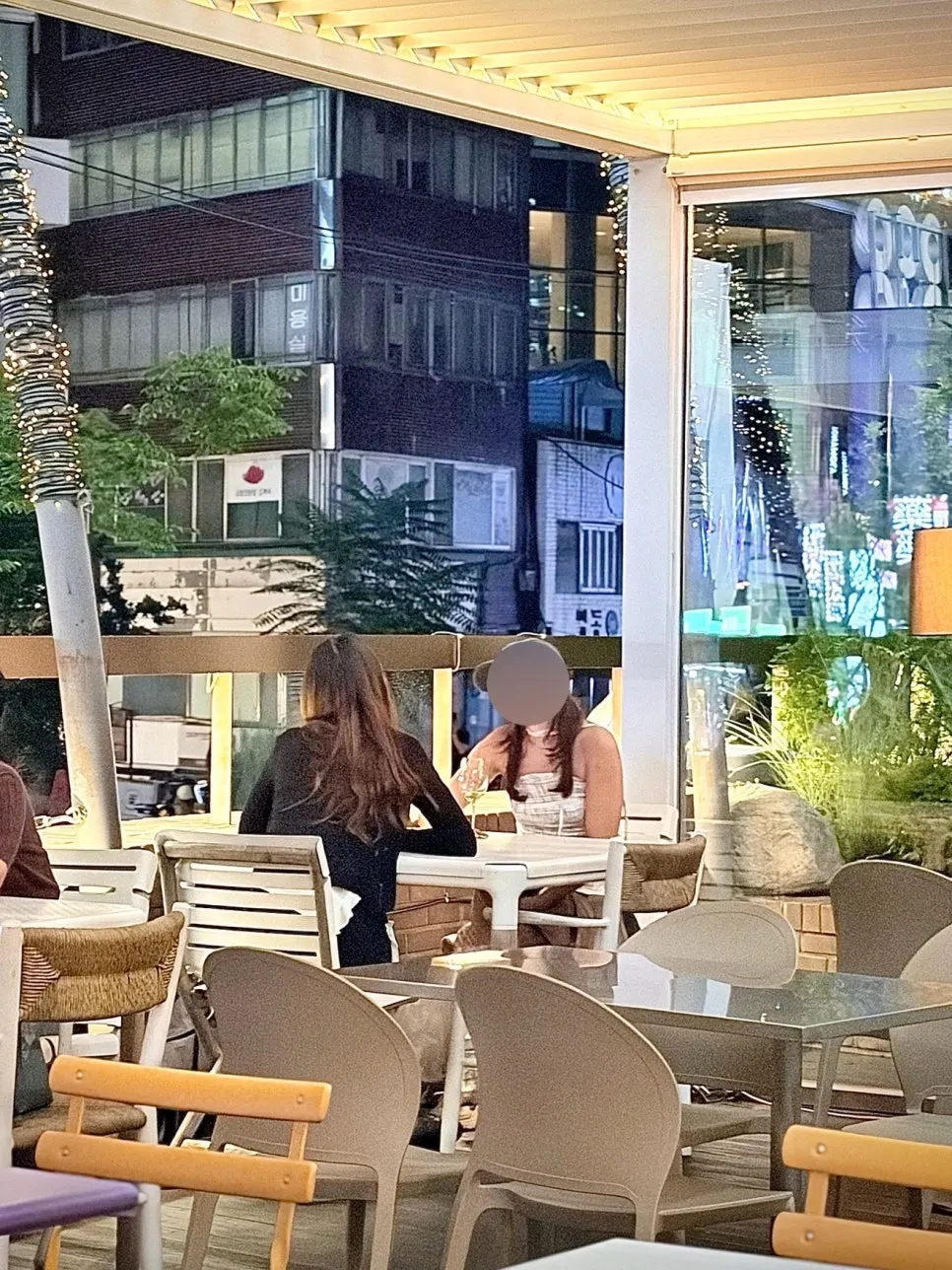 Terrace seating in the Myeongdong Cathedral building