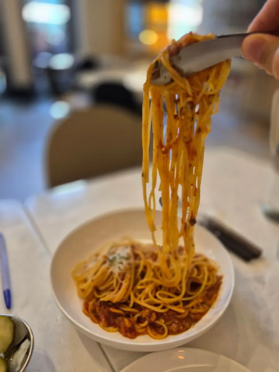 Ragu pasta noodles twirled around a fork