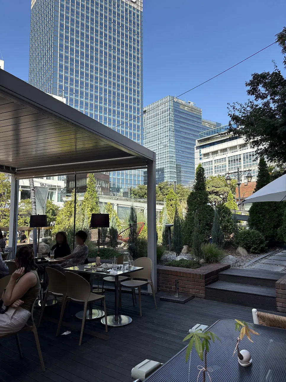 Outdoor table with a Myeongdong open-air dining feel