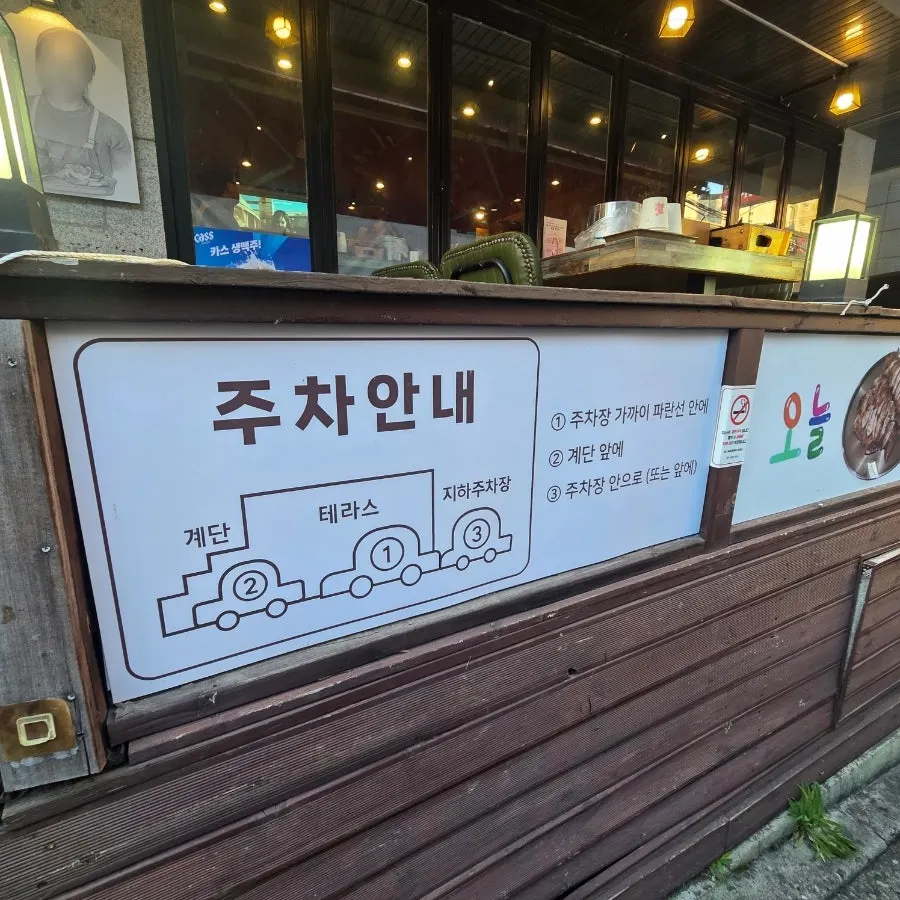 Parking sign in front of the restaurant