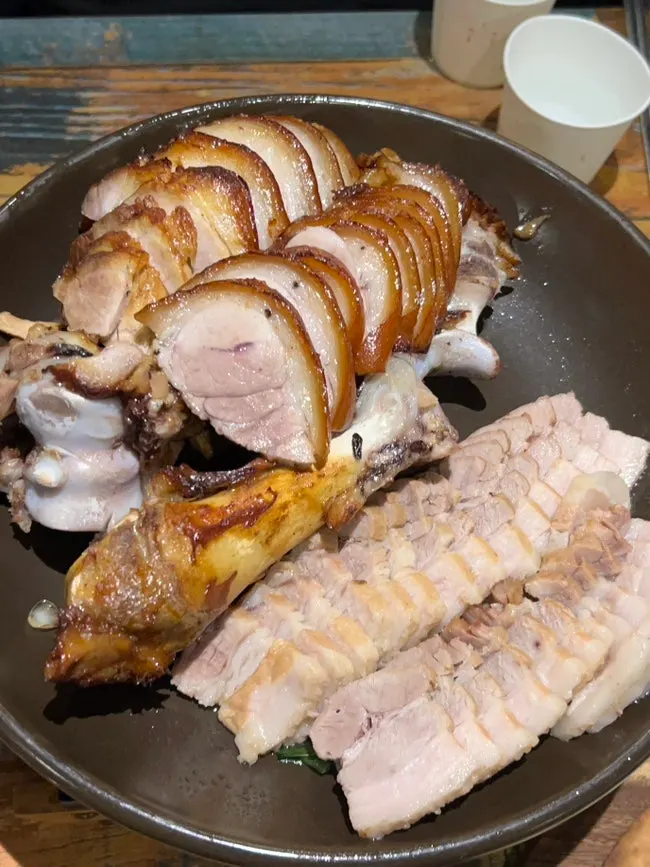Golden-brown wood-fired jokbal