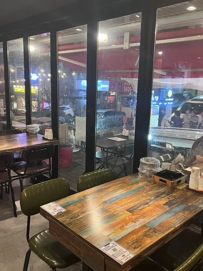 Dining space that welcomes large dogs