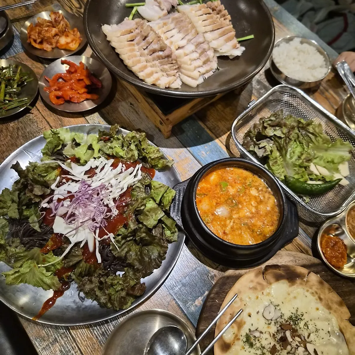 Signature bossam dish at Iseon Hwaduk Jokbal Bossam Myeongil Branch