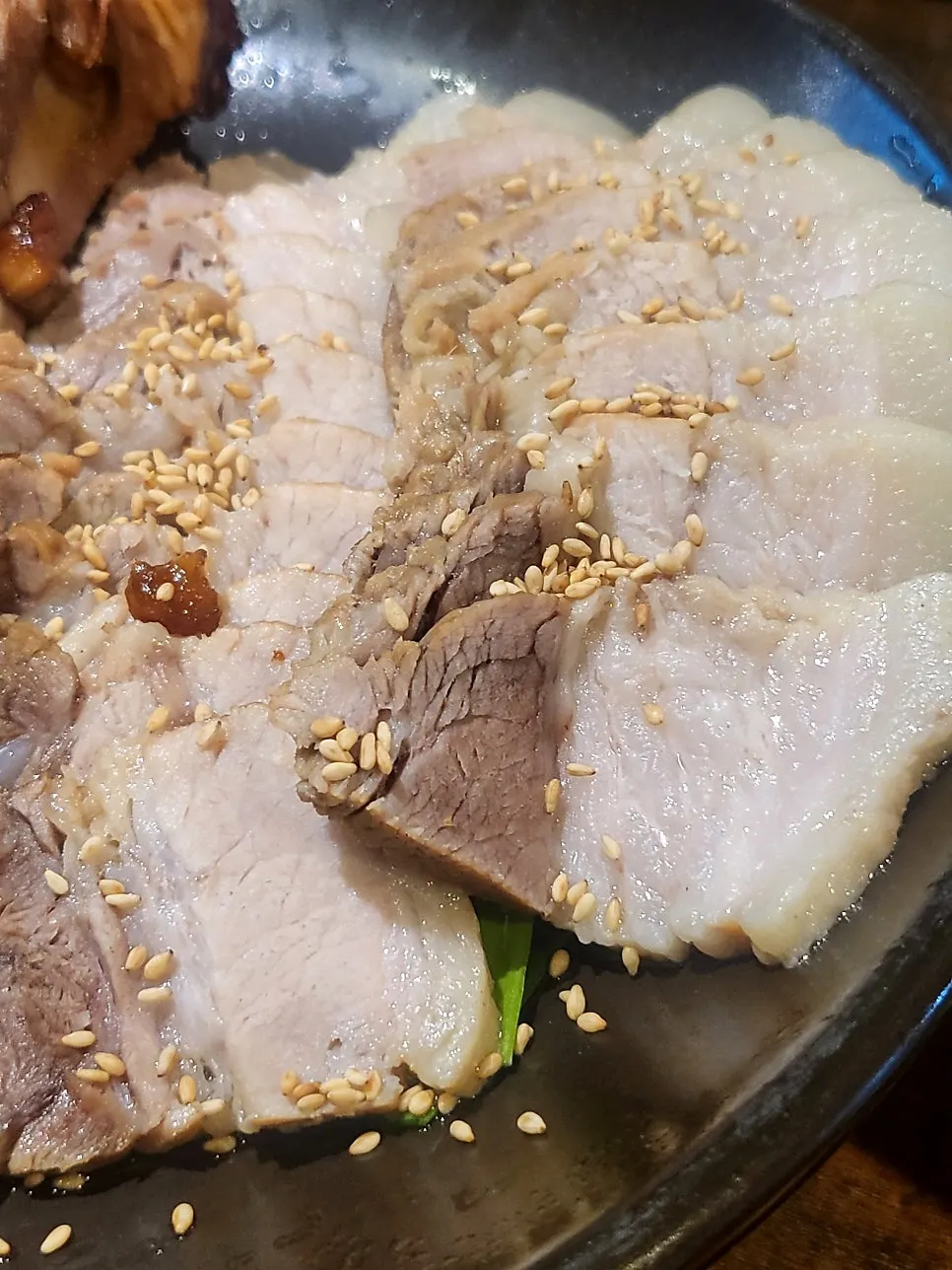 Plate of tender bossam boiled pork