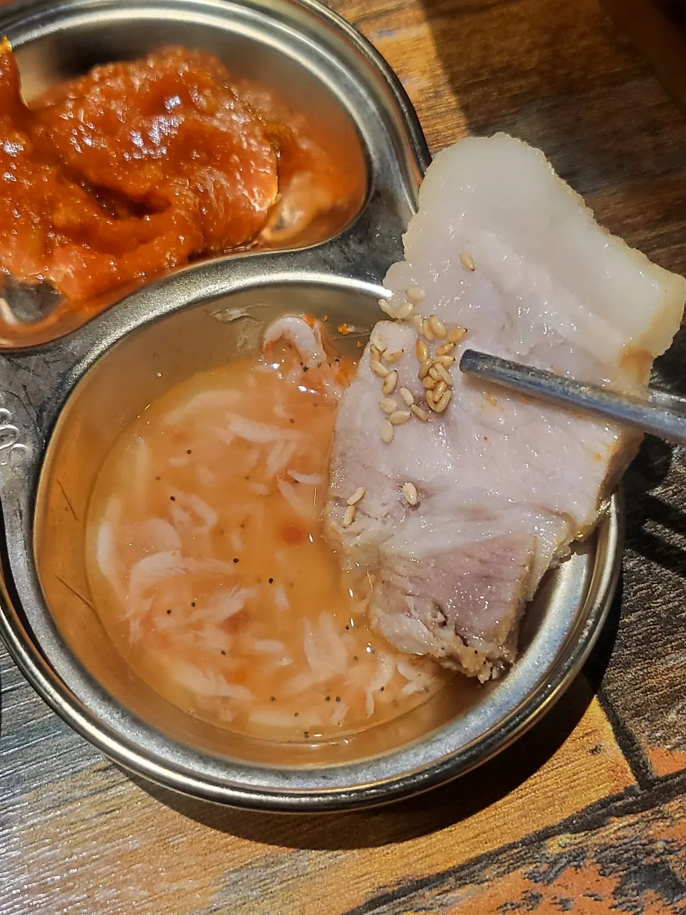 Bossam wrapped with kimchi