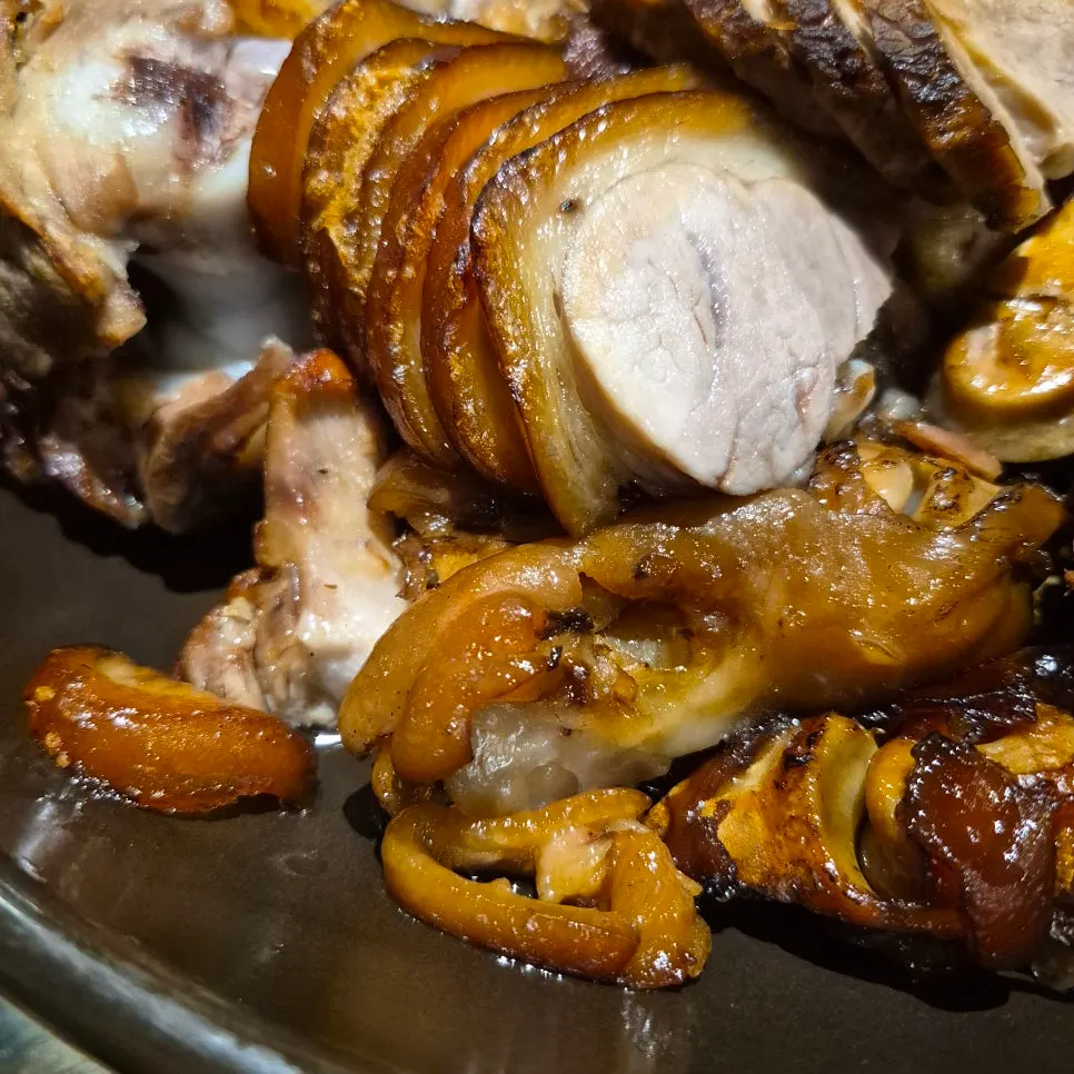 A piece of jokbal showing its chewy skin