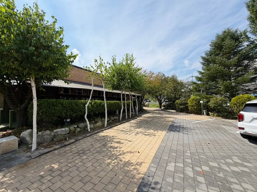 Spacious parking lot behind the Myeongimong building