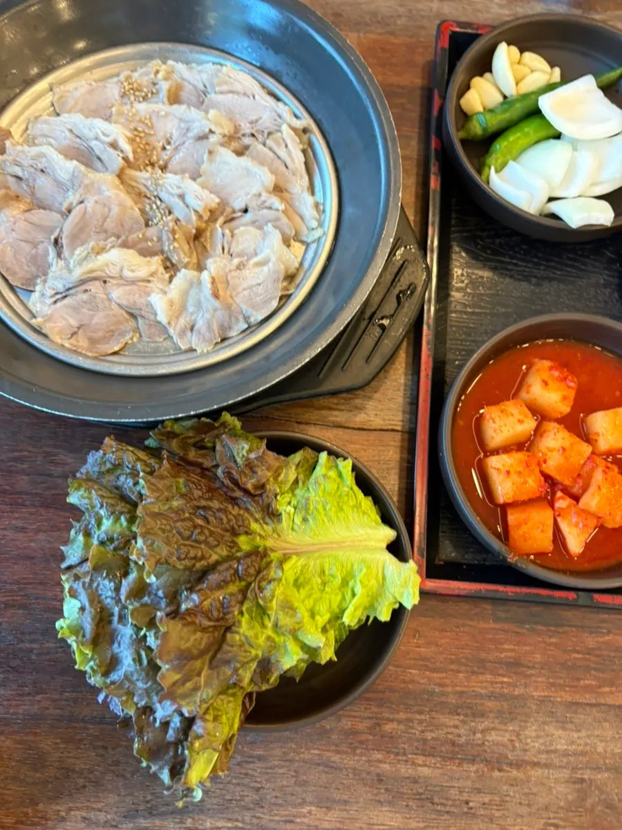 Side dish spread served with the gukbap