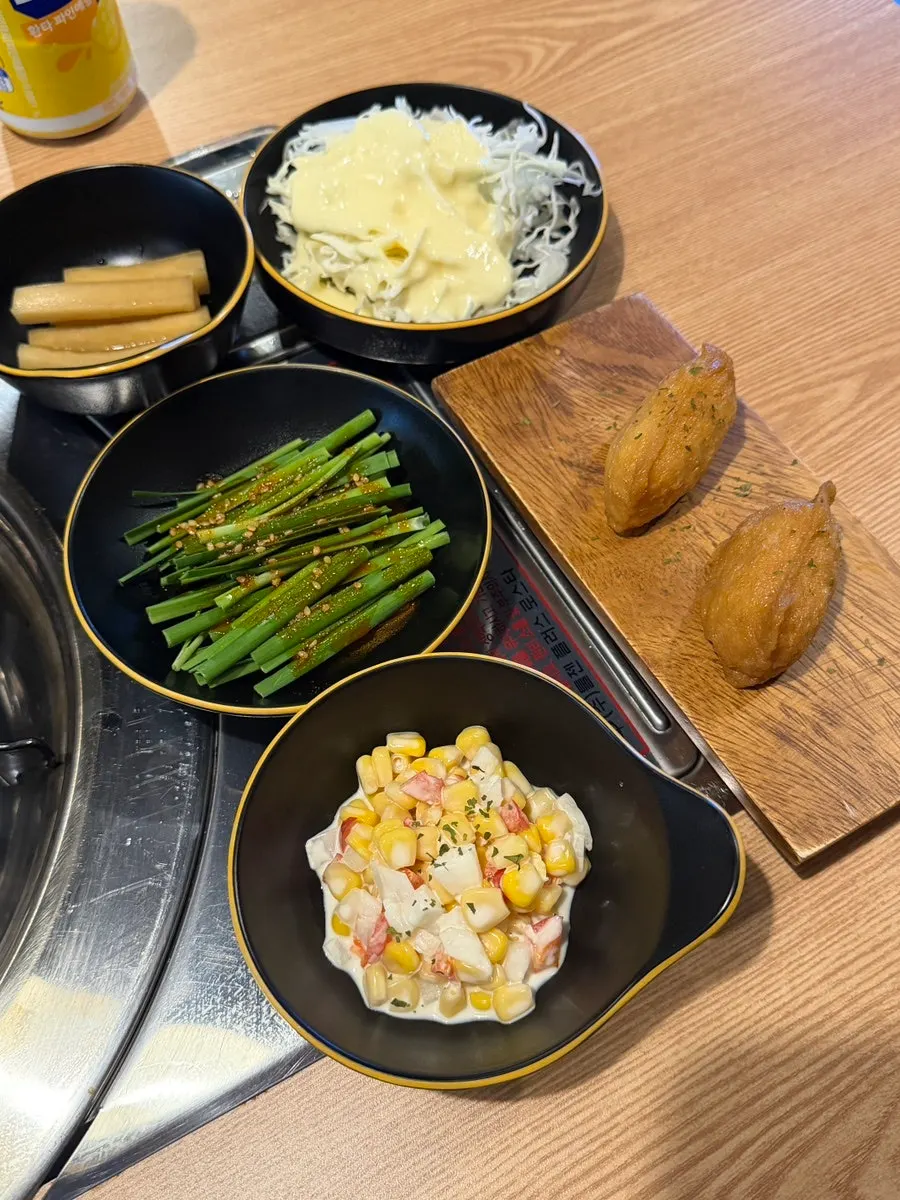 Fried tofu rice pockets and side dishes