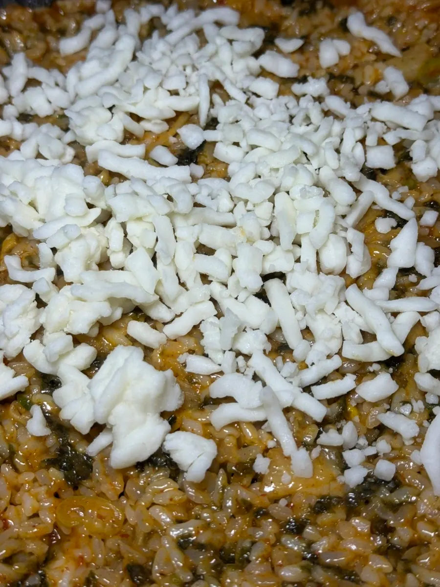 Fried rice finished with added cheese