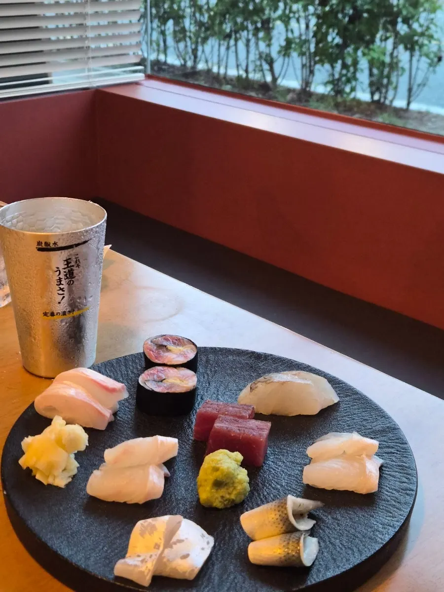 Neatly plated aged assorted sashimi