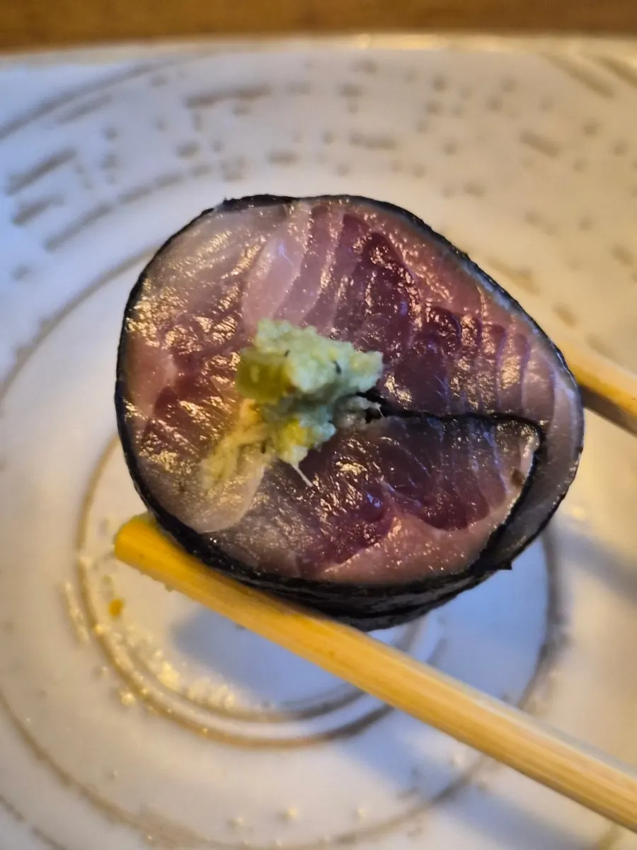 Wasabi placed on top of aged sashimi