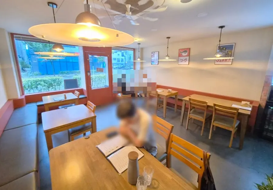 Genji's interior with wooden tables