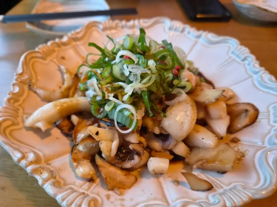 Grilled cuttlefish served on a plate