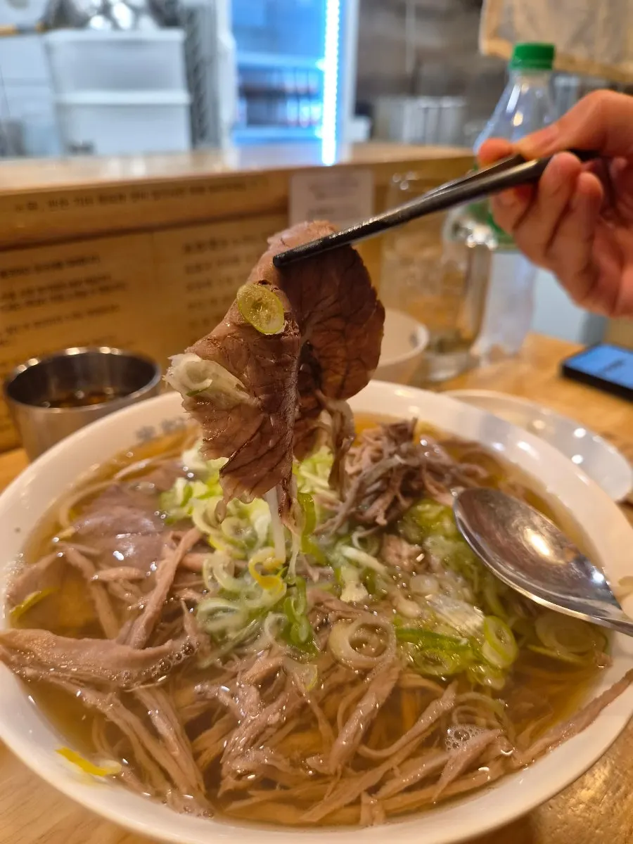 Beef belly and brisket pho with clear broth