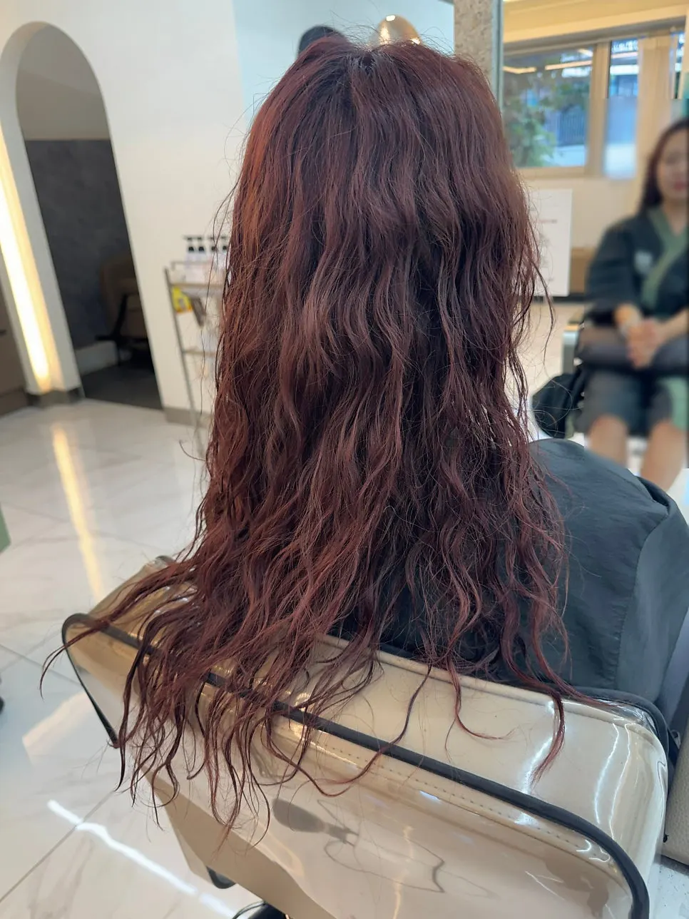Finished purple-red hair color