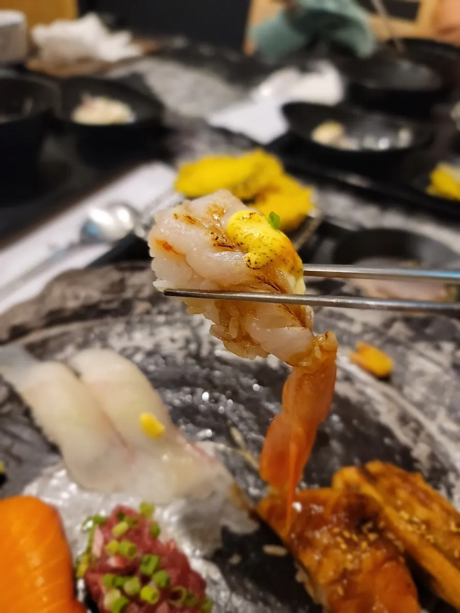 Close-up of shrimp sushi