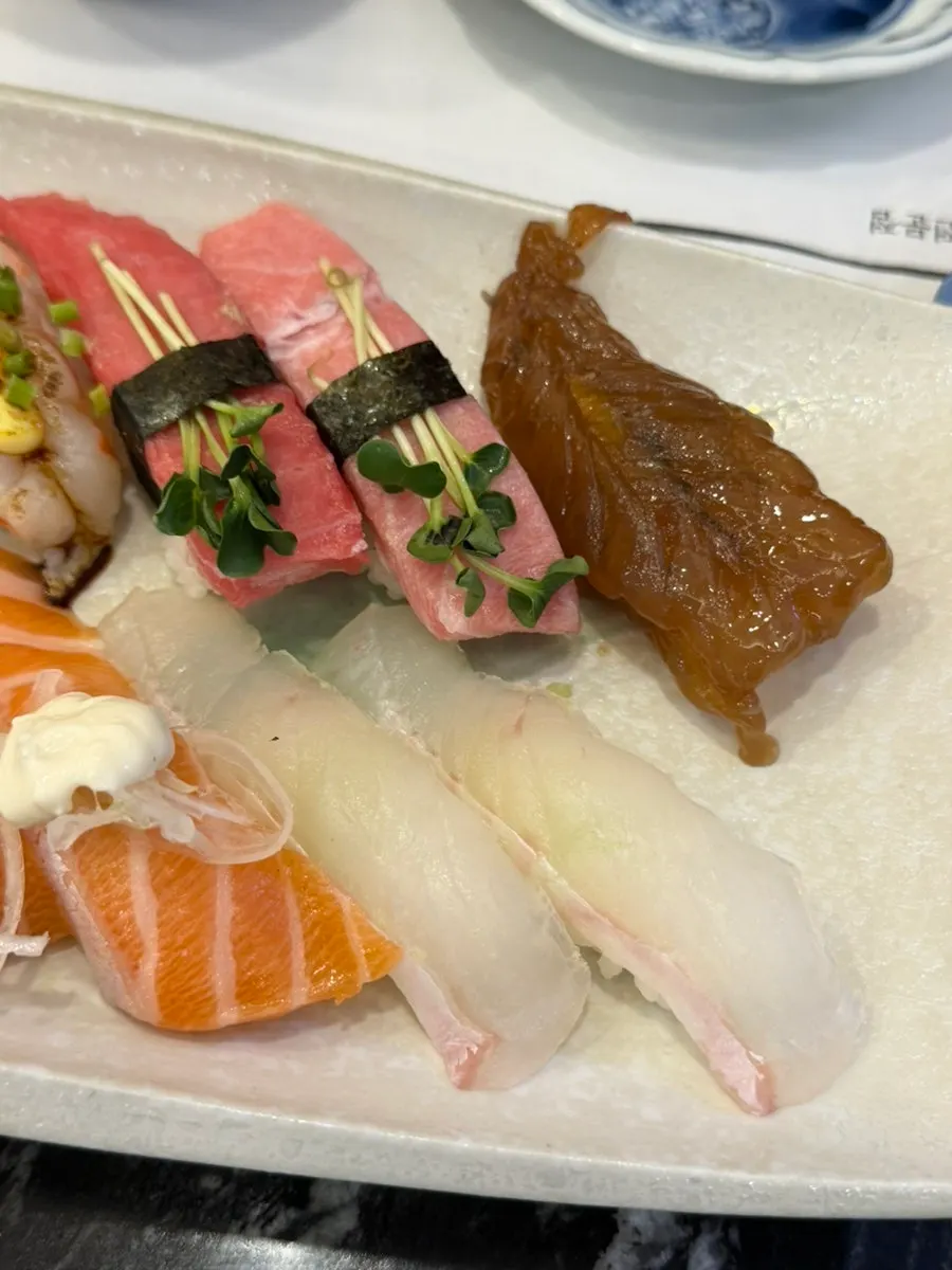 Close-up view of the sushi platter from Moshi Moshi