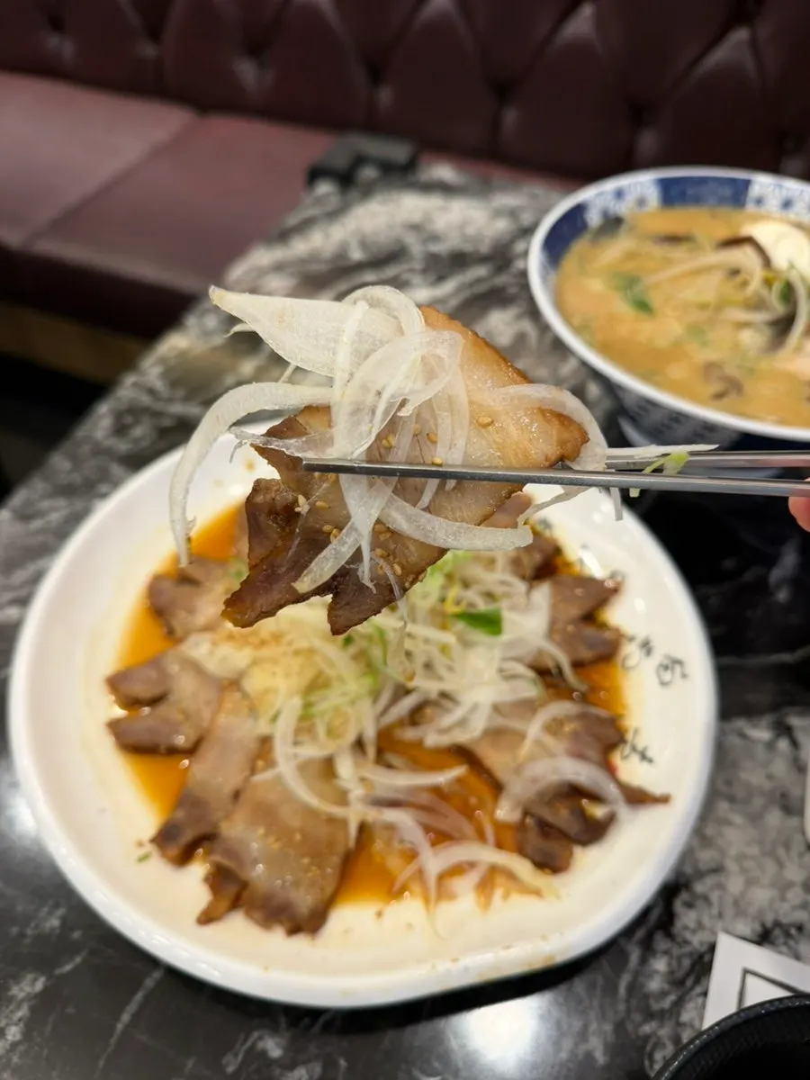 Moshi Moshi's chashu soaked in a special soy sauce