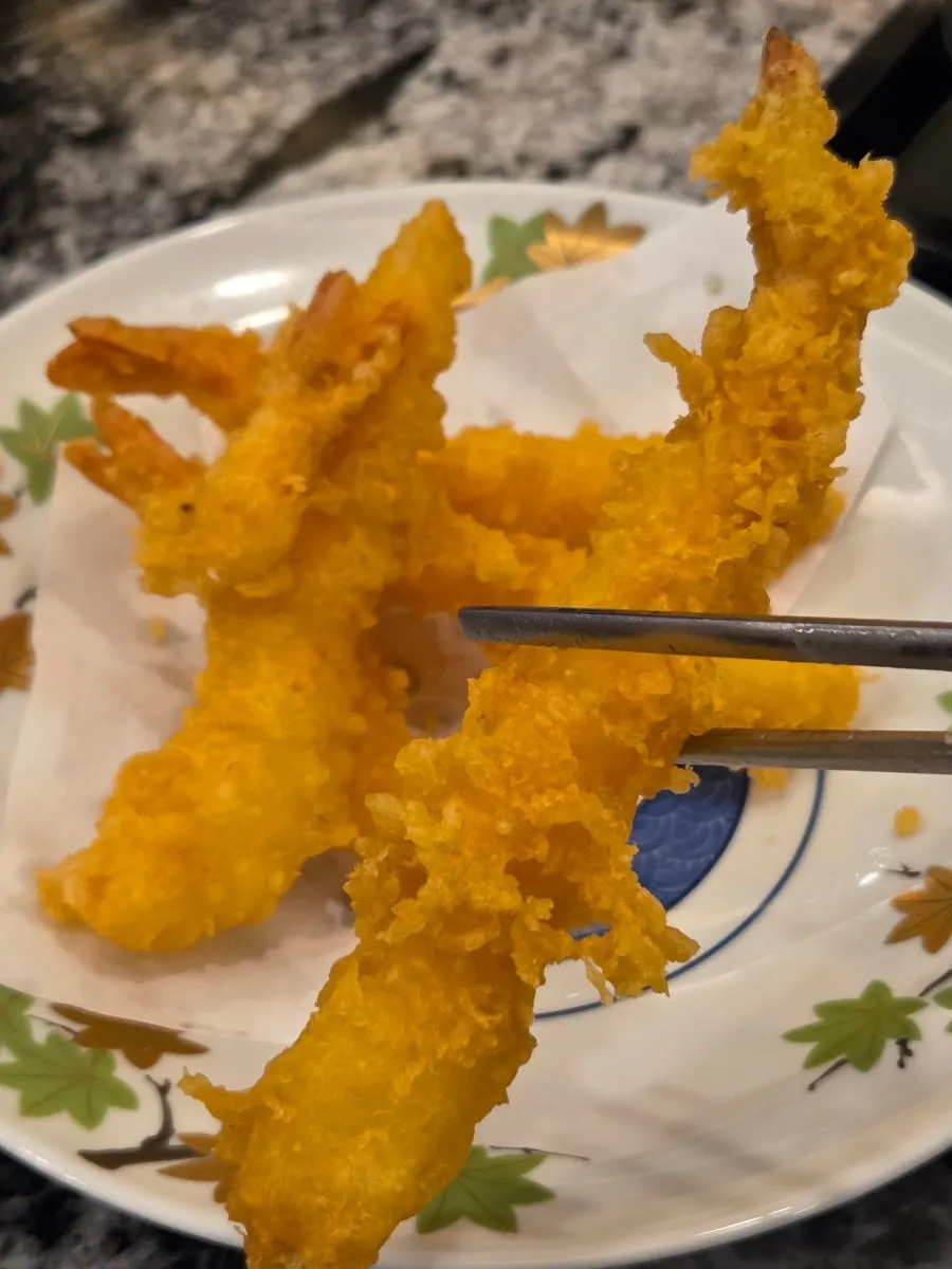 Golden, crispy shrimp tempura at Moshi Moshi Sushi