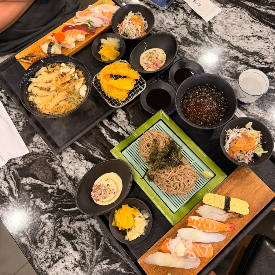 Table with both the Sushi Platter and Soba Sushi Platter