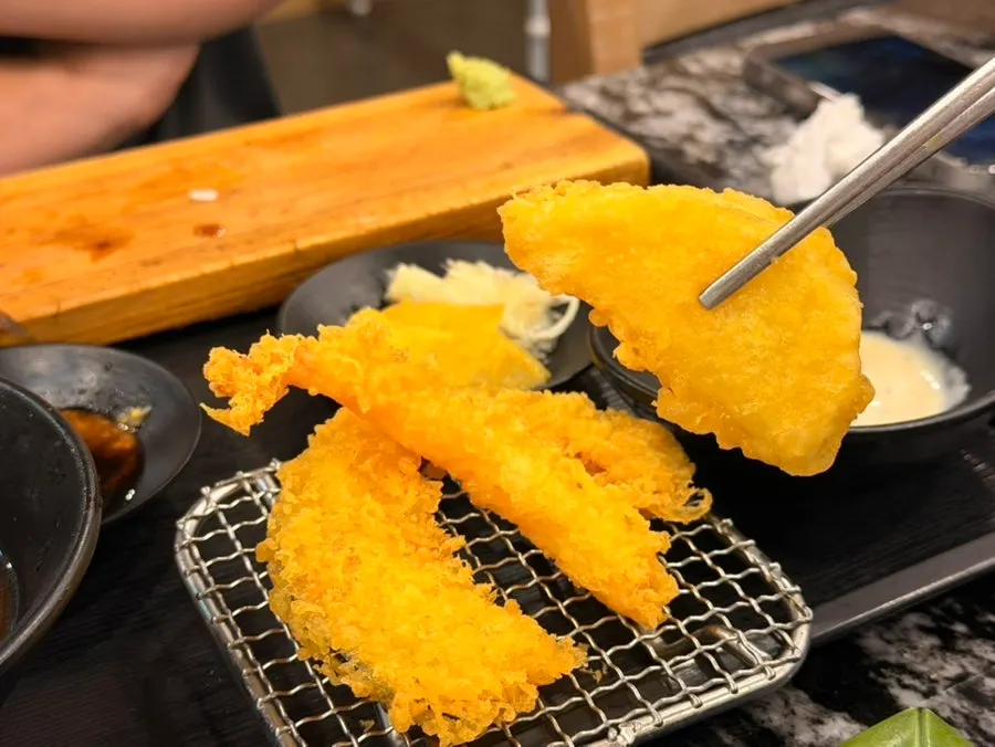 Tempura of pumpkin, shrimp, and sweet potato