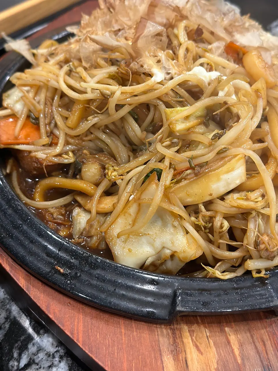 Seafood yaki udon loaded with seafood