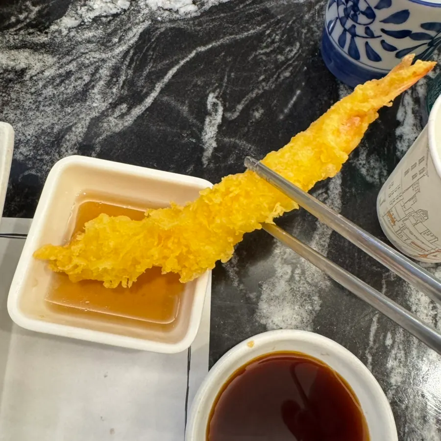 Plate of chunky shrimp tempura