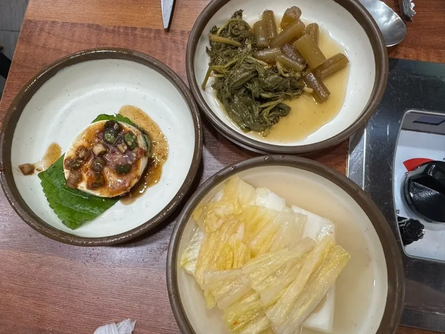 Table set with side dishes at the pork restaurant