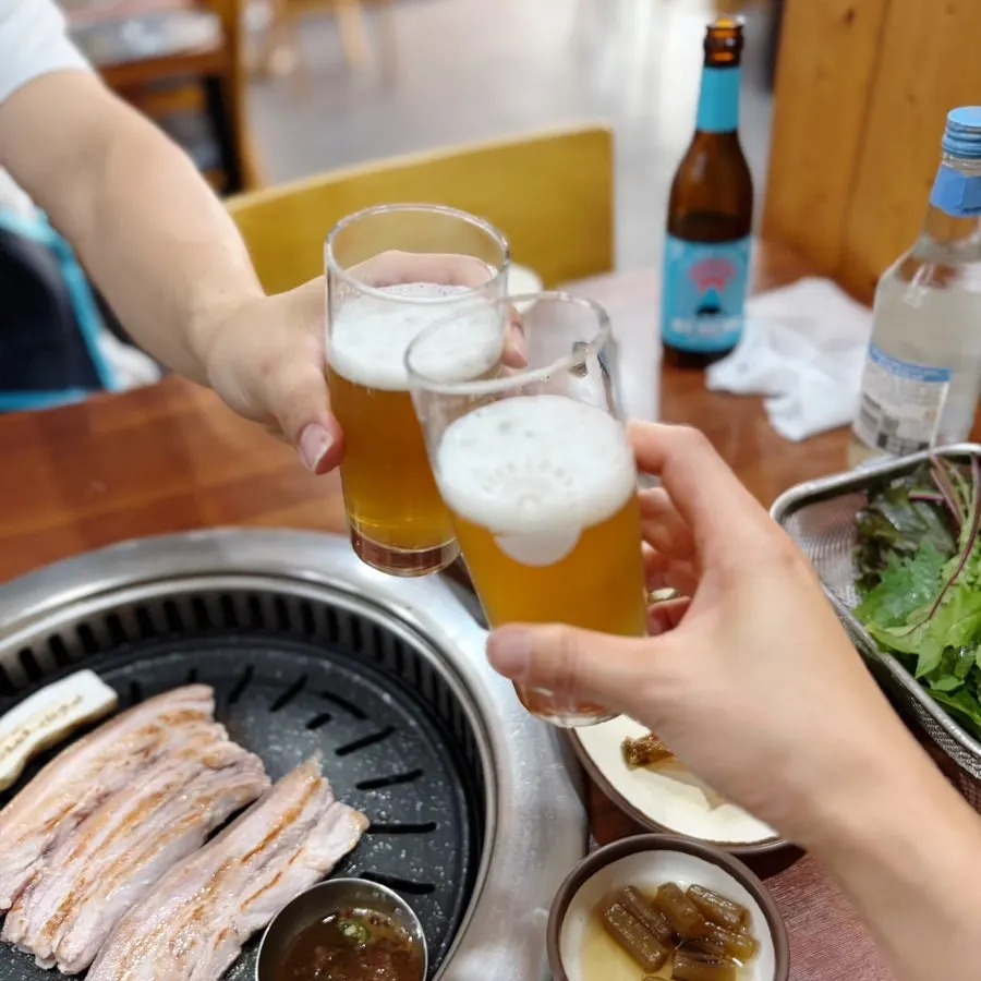 오겹살과 함께 마신 제주맥주