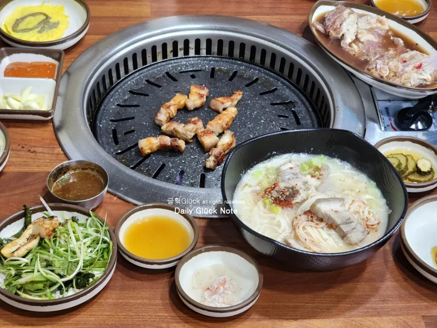 Jeju pork noodle soup loaded with meat