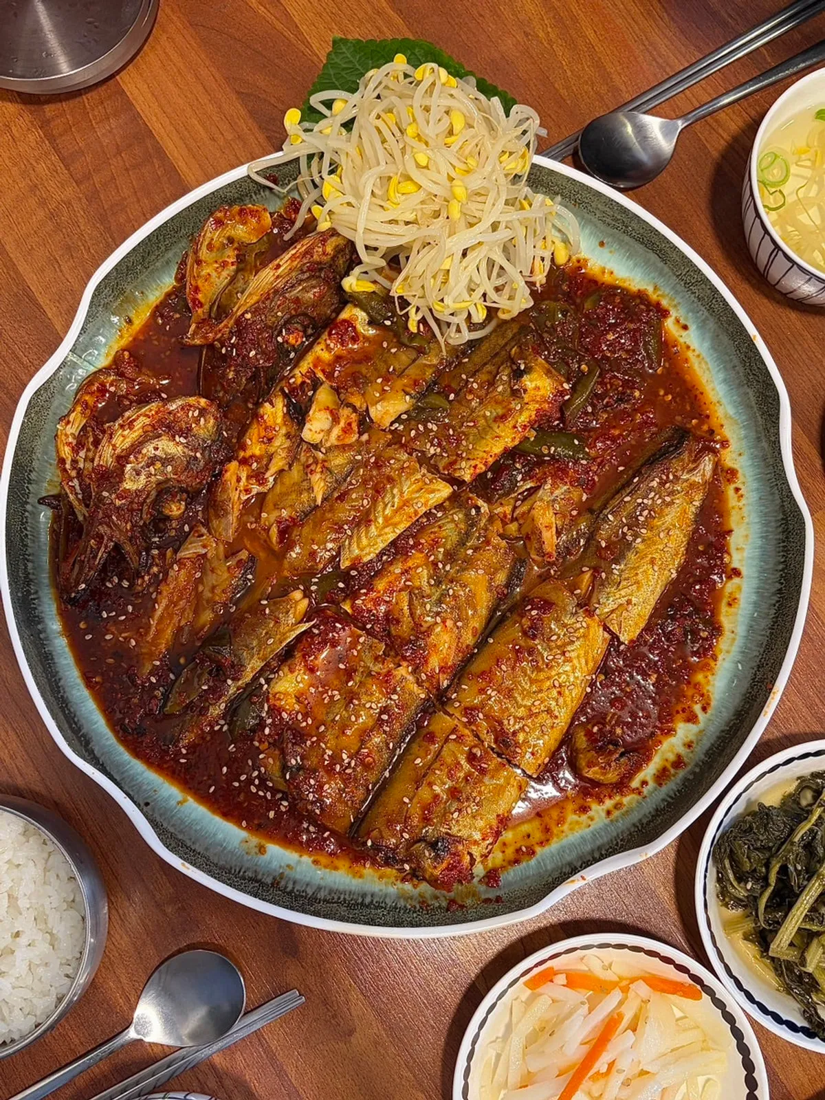 Plate of glossy spicy braised pollock