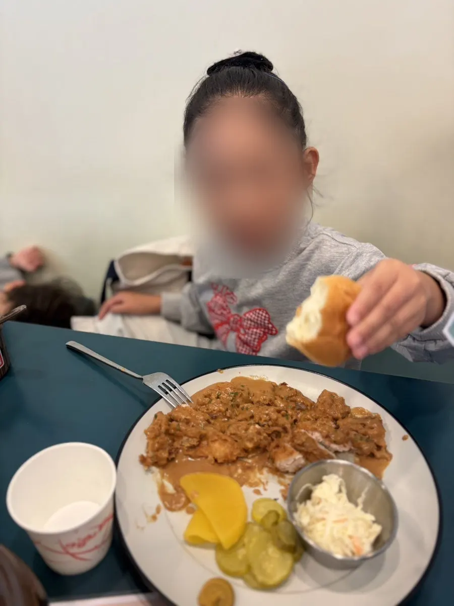 Kid's plate with katsu and bread served separately