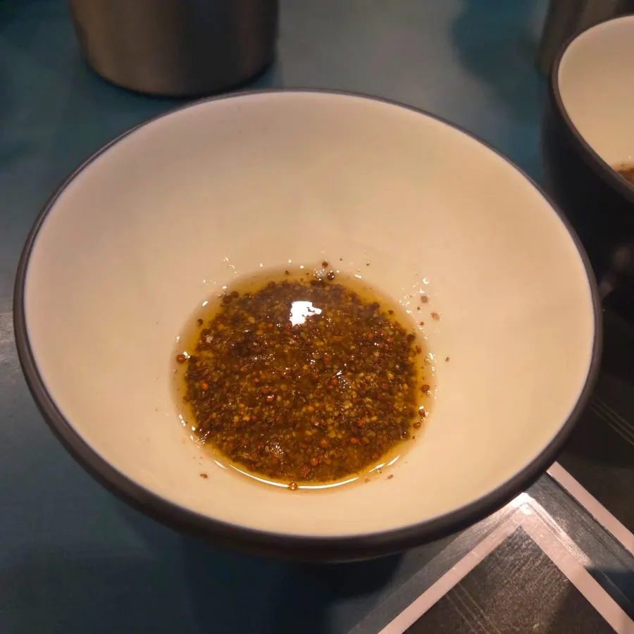 Chicken kalguksu noodles served with perilla oil sauce