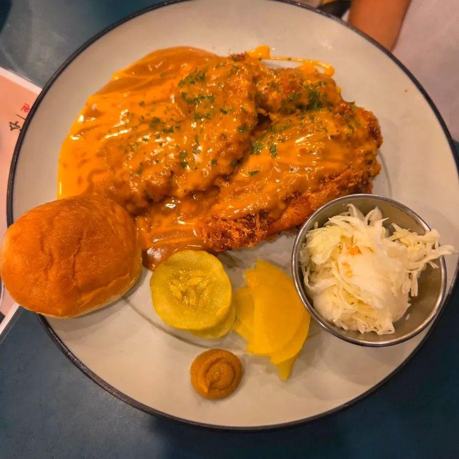 Cheese bomb chicken katsu with sauce