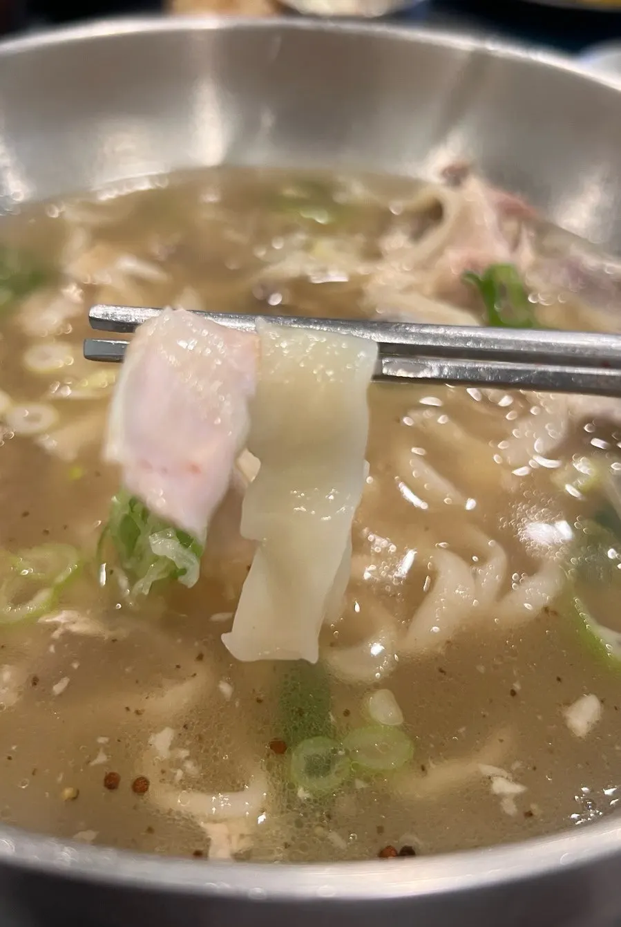 Unevenly shaped, chewy kalguksu noodles