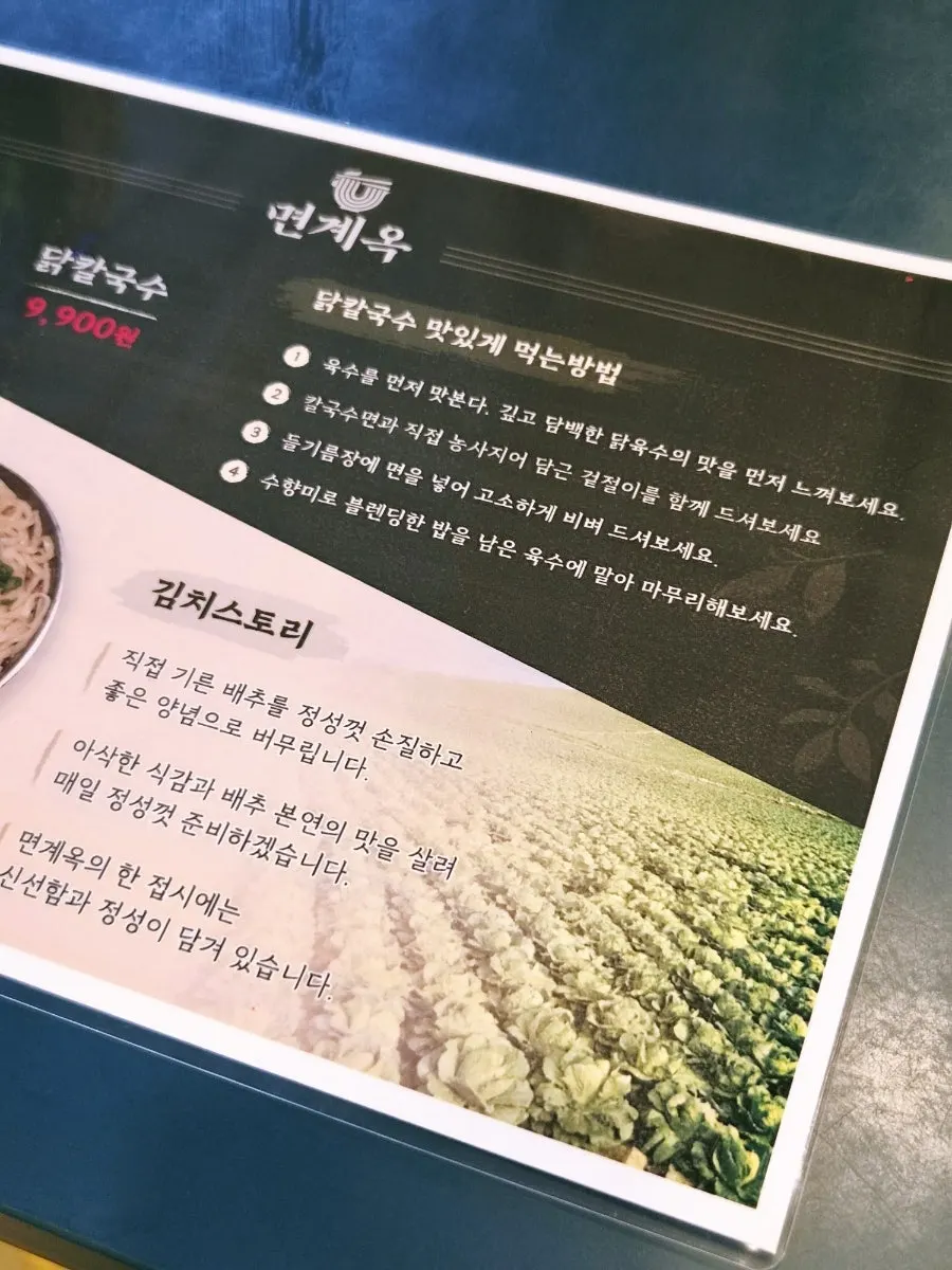 겉절이를 올린 칼국수 면