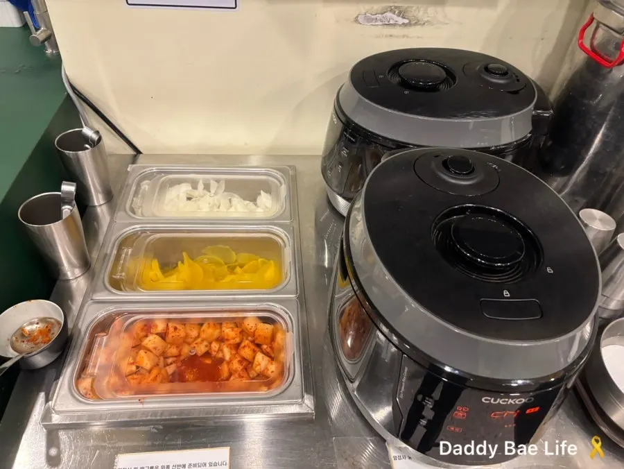 Basic side dishes at the self-serve counter