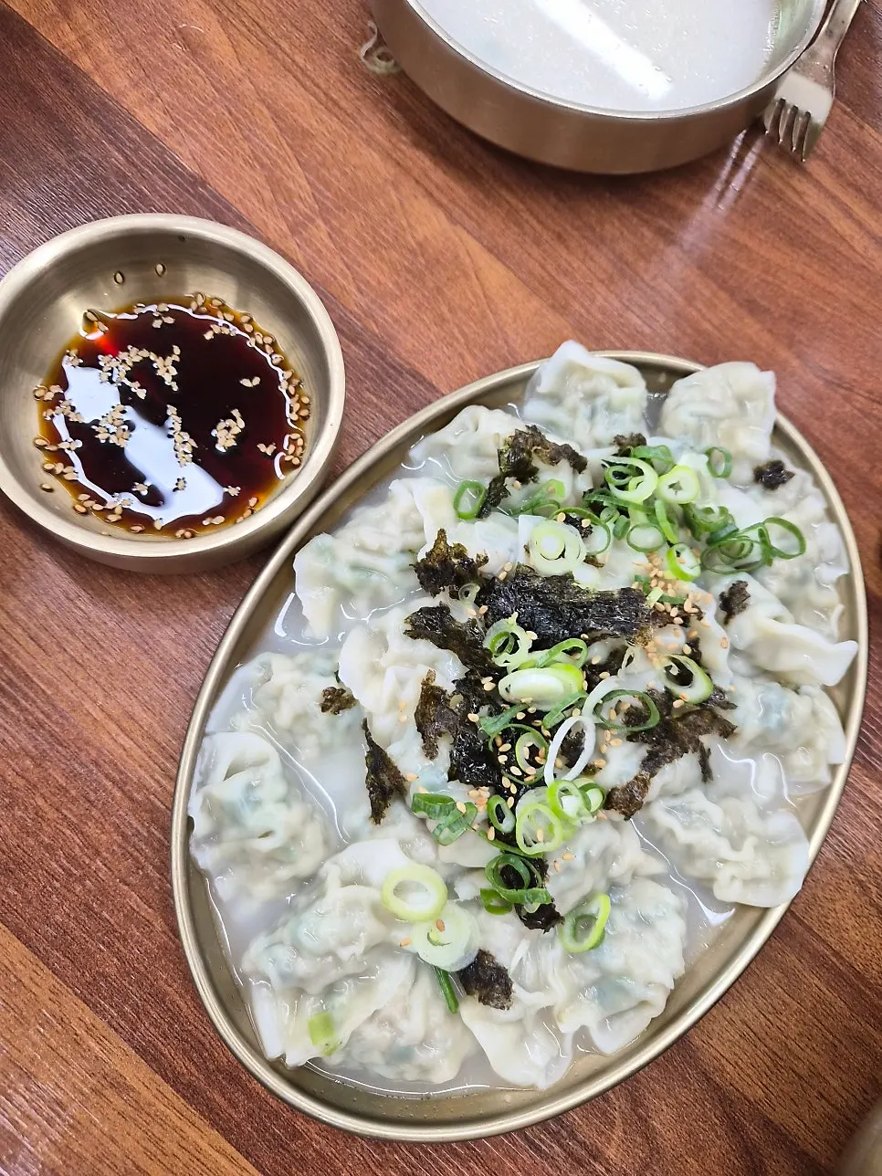 An additional plate of water dumplings
