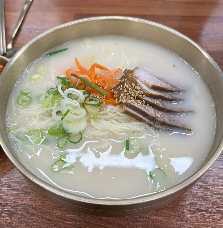 A bowl of Jeju black pork noodle soup