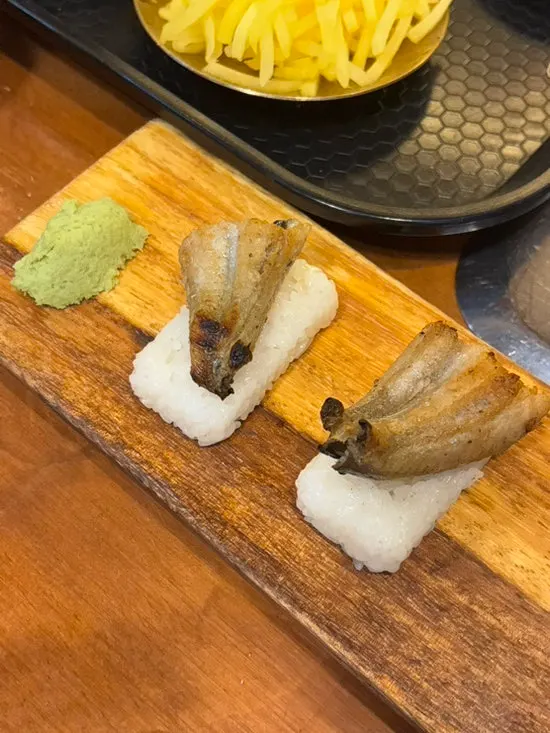 Two domestic japonica freshwater eels with snow mushroom