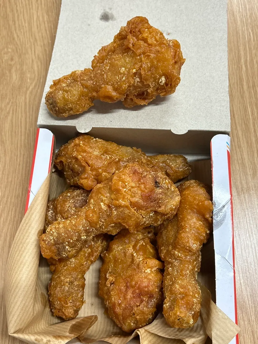 Chicken drumsticks eaten after takeout
