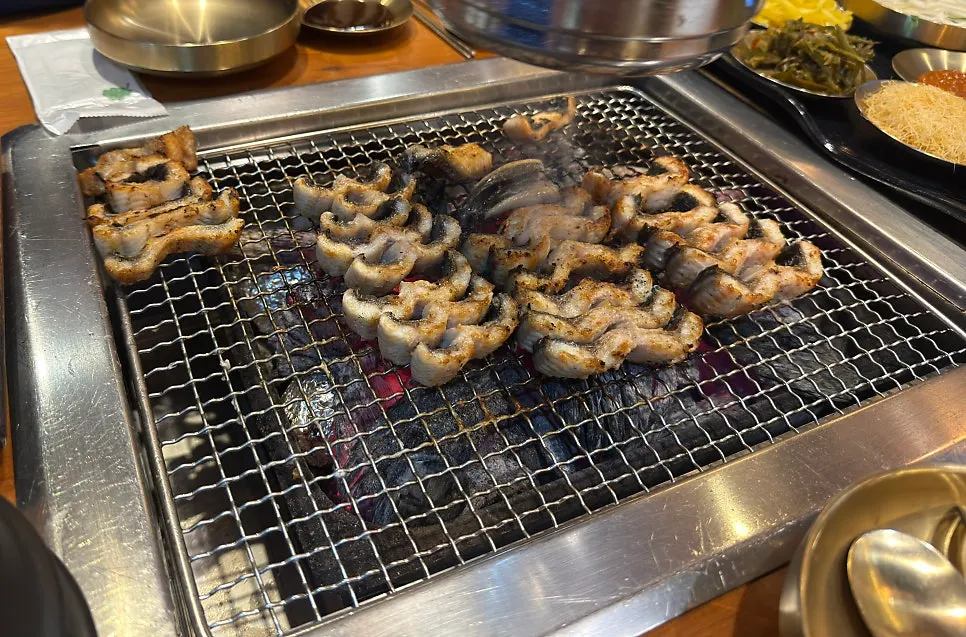 Freshwater eel grilling on the plate