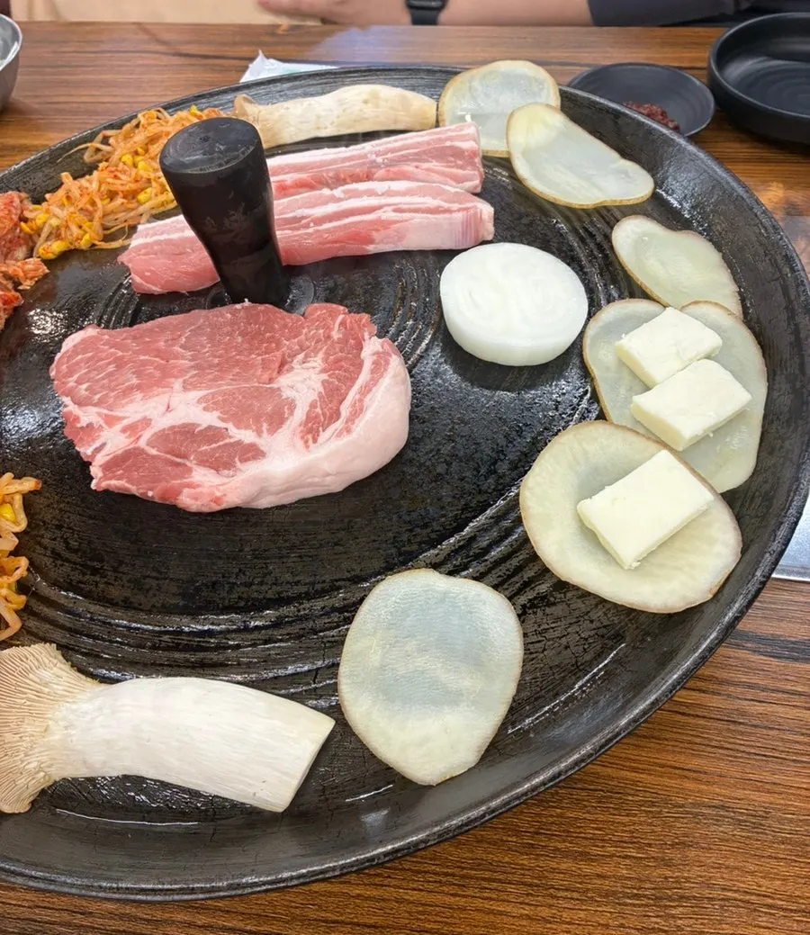 Plate of pork belly and pork neck
