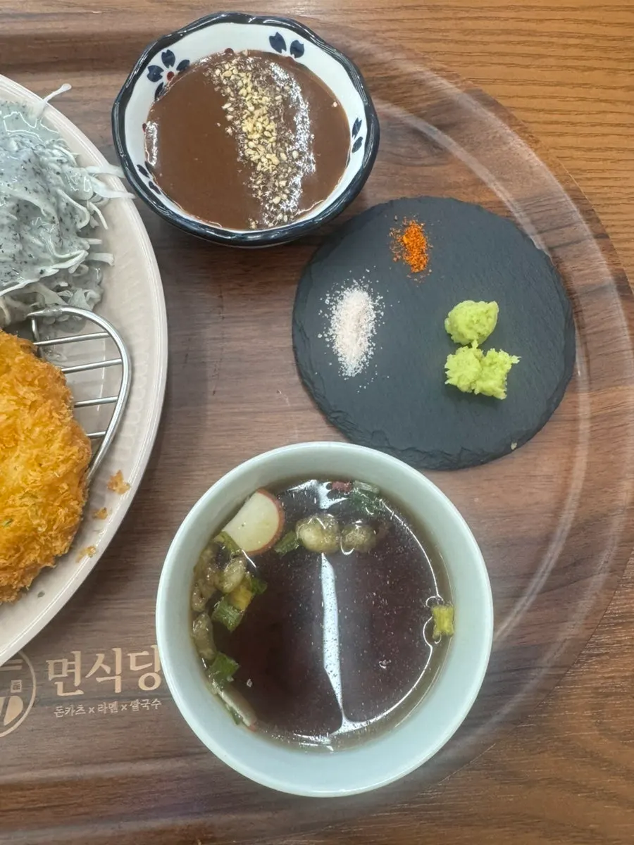 Pork loin katsu set served with salad and rice
